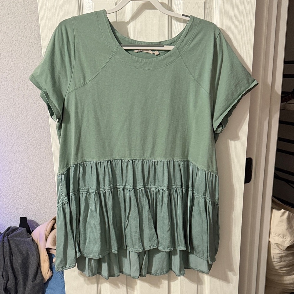 Soft surroundings Green Ruffled Women's Top